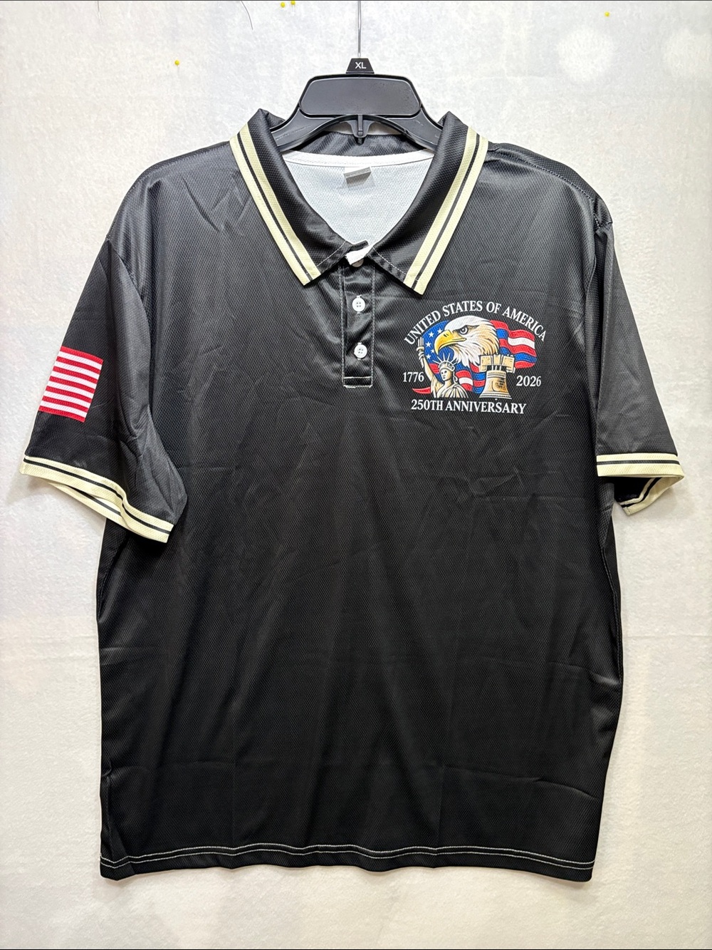 United States 250th Anniversary Black Polo Shirt NWT SIZE XL